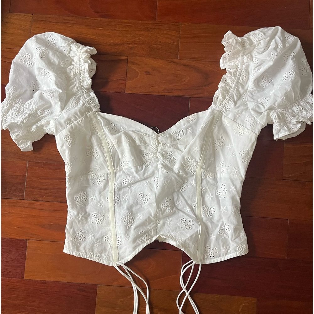Eyelet white summer top